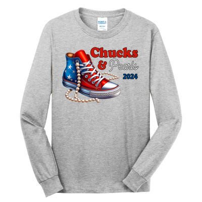 Chucks And Pearls Kamala Harris 2024 Usa Election Tall Long Sleeve T-Shirt