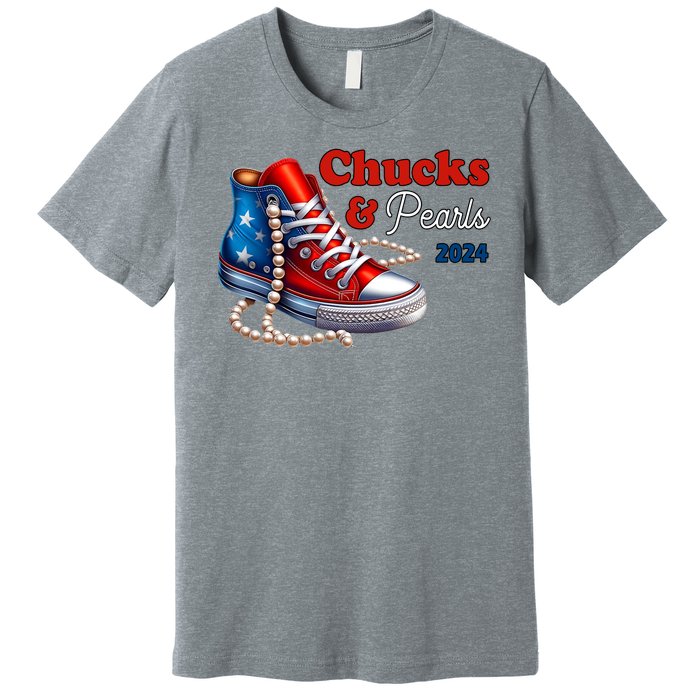 Chucks And Pearls Kamala Harris 2024 Usa Election Premium T-Shirt