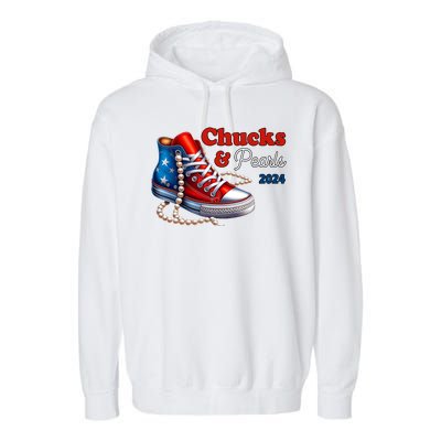 Chucks And Pearls Kamala Harris 2024 Usa Election Garment-Dyed Fleece Hoodie