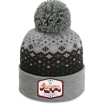 Classic American Patriotic Trucker Patch The Baniff Cuffed Pom Beanie