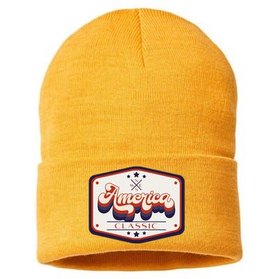 Classic American Patriotic Trucker Patch Sustainable Knit Beanie