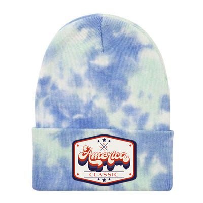 Classic American Patriotic Trucker Patch Tie Dye 12in Knit Beanie