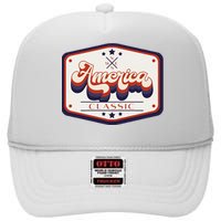 Classic American Patriotic Trucker Patch High Crown Mesh Back Trucker Hat