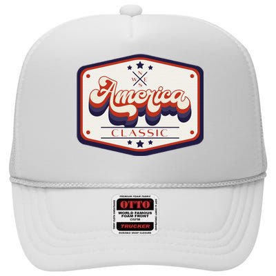 Classic American Patriotic Trucker Patch High Crown Mesh Back Trucker Hat