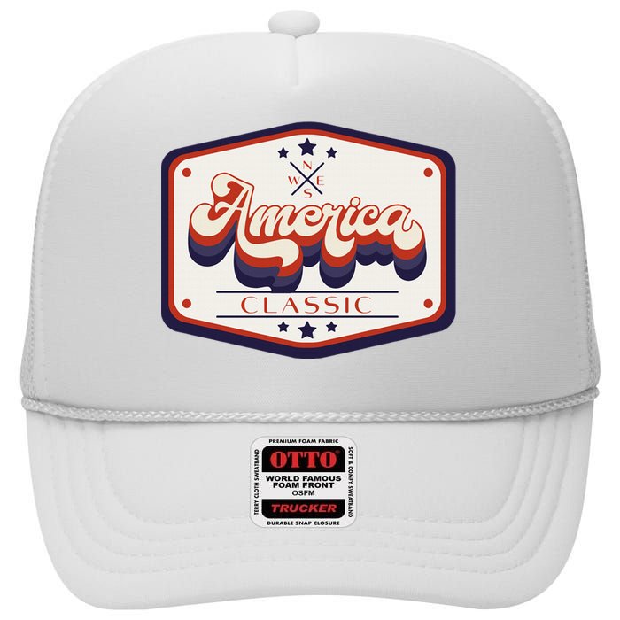 Classic American Patriotic Trucker Patch High Crown Mesh Back Trucker Hat