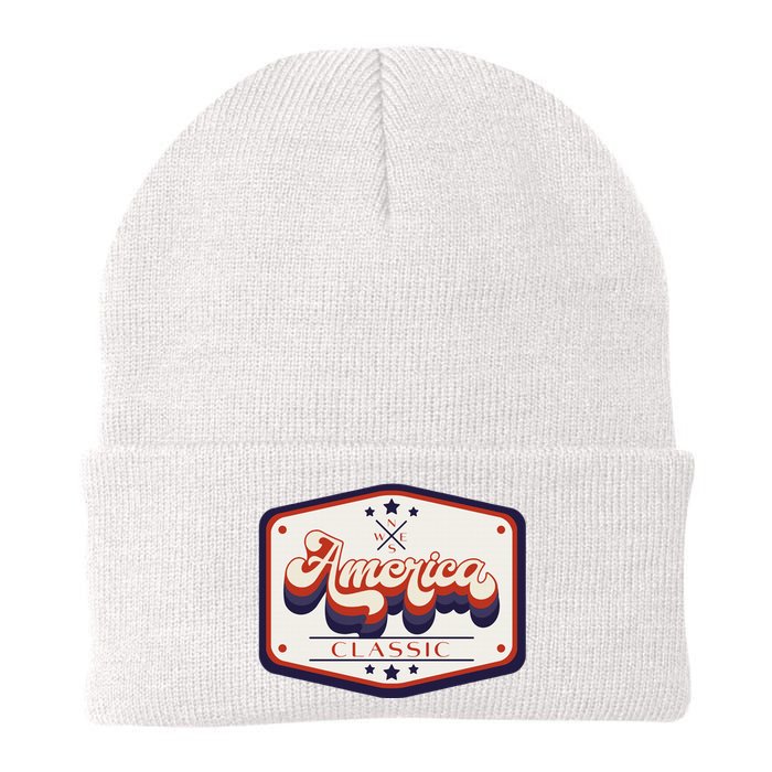 Classic American Patriotic Trucker Patch Knit Cap Winter Beanie