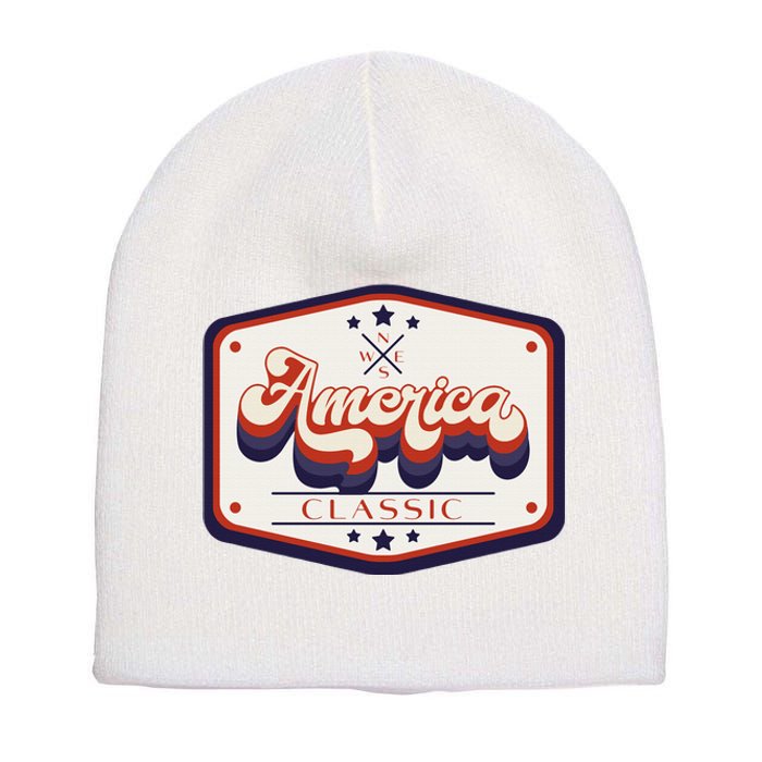 Classic American Patriotic Trucker Patch Short Acrylic Beanie