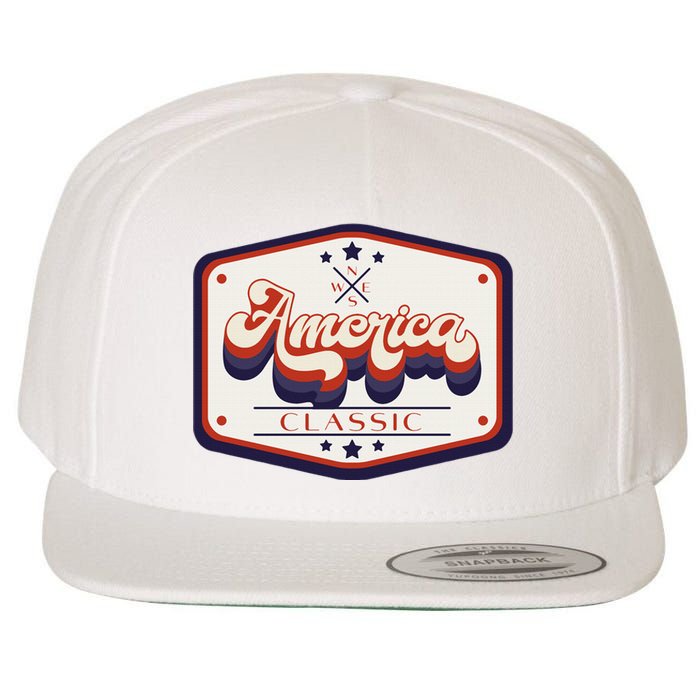 Classic American Patriotic Trucker Patch Wool Snapback Cap