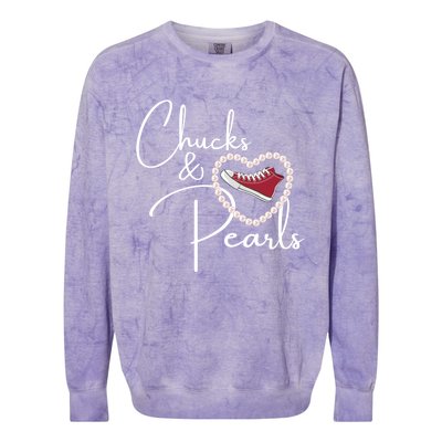 Chucks And Pearls 2021 Valentine Heart Hbcu Red Gift Great Gift Colorblast Crewneck Sweatshirt