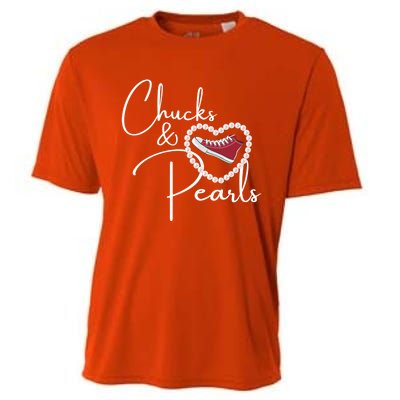 Chucks And Pearls 2021 Valentine Heart Hbcu Red Gift Great Gift Cooling Performance Crew T-Shirt