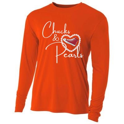 Chucks And Pearls 2021 Valentine Heart Hbcu Red Gift Great Gift Cooling Performance Long Sleeve Crew