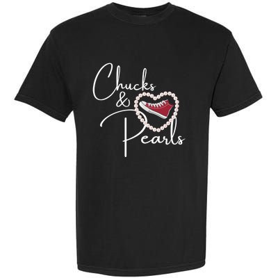 Chucks And Pearls 2021 Valentine Heart Hbcu Red Gift Great Gift Garment-Dyed Heavyweight T-Shirt