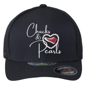 Chucks And Pearls 2021 Valentine Heart Hbcu Red Gift Great Gift Flexfit Unipanel Trucker Cap