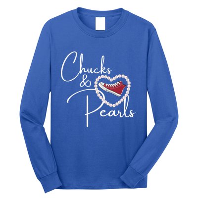 Chucks And Pearls 2021 Valentine Heart Hbcu Red Gift Great Gift Long Sleeve Shirt