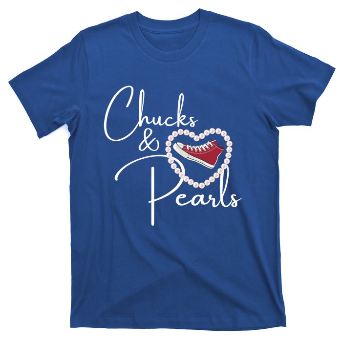 Chucks And Pearls 2021 Valentine Heart Hbcu Red Gift Great Gift T-Shirt