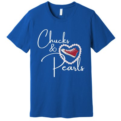 Chucks And Pearls 2021 Valentine Heart Hbcu Red Gift Great Gift Premium T-Shirt