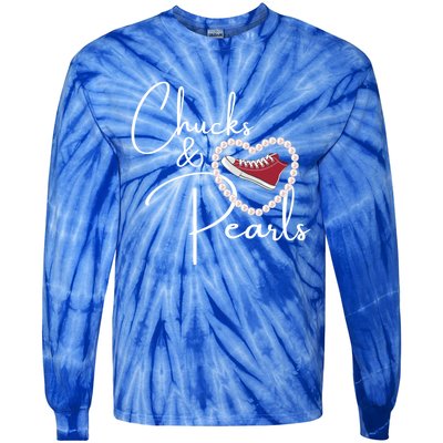 Chucks And Pearls 2021 Valentine Heart Hbcu Red Gift Great Gift Tie-Dye Long Sleeve Shirt