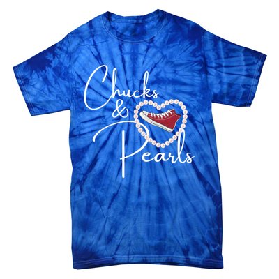 Chucks And Pearls 2021 Valentine Heart Hbcu Red Gift Great Gift Tie-Dye T-Shirt