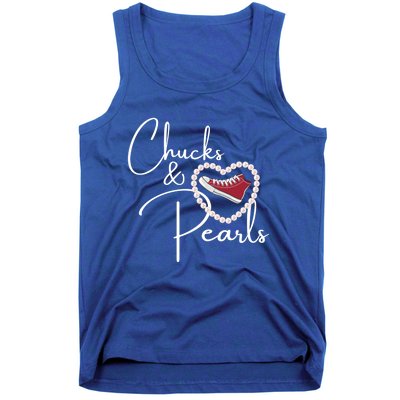 Chucks And Pearls 2021 Valentine Heart Hbcu Red Gift Great Gift Tank Top