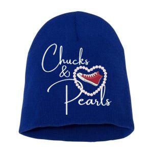 Chucks And Pearls 2021 Valentine Heart Hbcu Red Gift Great Gift Short Acrylic Beanie