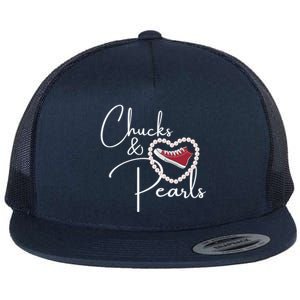 Chucks And Pearls 2021 Valentine Heart Hbcu Red Gift Great Gift Flat Bill Trucker Hat