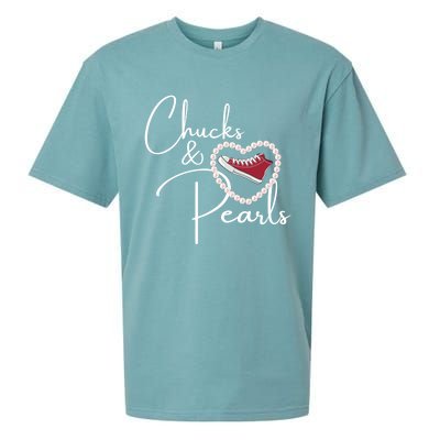 Chucks And Pearls 2021 Valentine Heart Hbcu Red Gift Great Gift Sueded Cloud Jersey T-Shirt