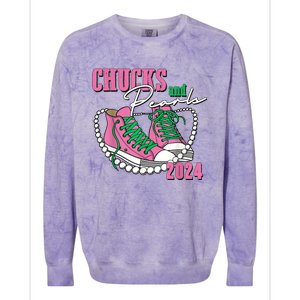 Chucks And Pearls IM With Her Kamala 2024 Colorblast Crewneck Sweatshirt