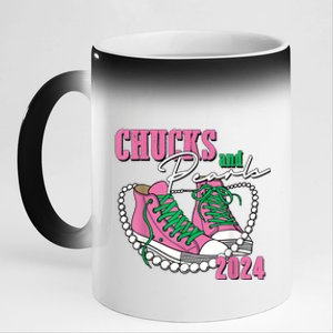 Chucks And Pearls IM With Her Kamala 2024 11oz Black Color Changing Mug