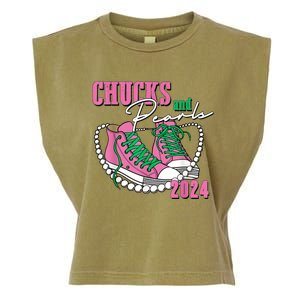 Chucks And Pearls IM With Her Kamala 2024 Garment-Dyed Women's Muscle Tee