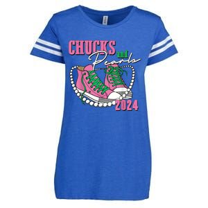 Chucks And Pearls IM With Her Kamala 2024 Enza Ladies Jersey Football T-Shirt