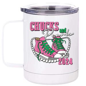 Chucks And Pearls IM With Her Kamala 2024 12 oz Stainless Steel Tumbler Cup