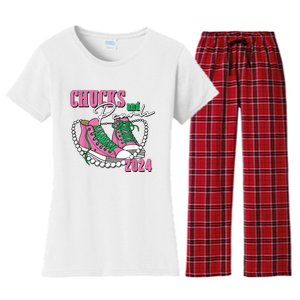 Chucks And Pearls IM With Her Kamala 2024 Women's Flannel Pajama Set