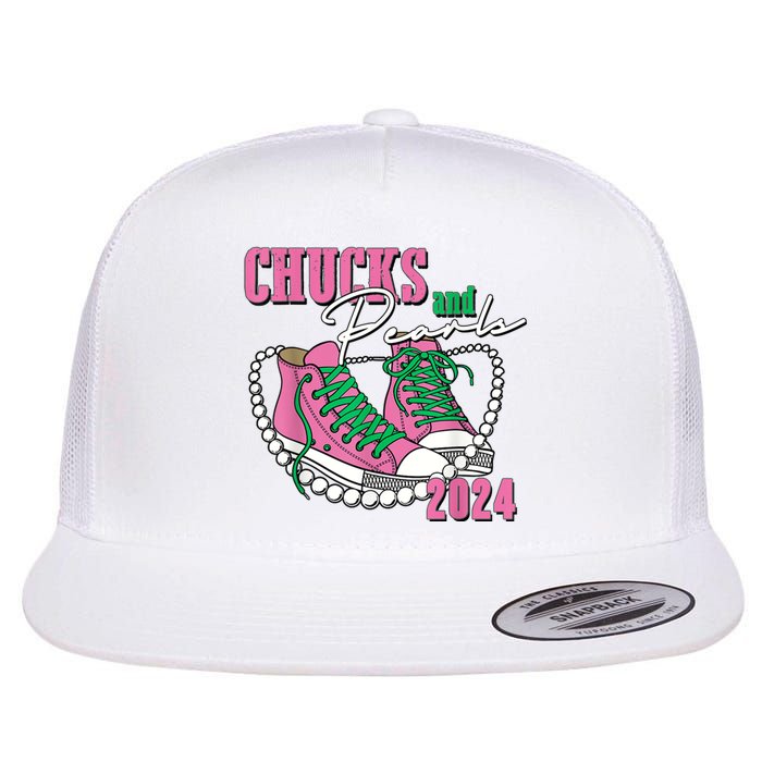 Chucks And Pearls IM With Her Kamala 2024 Flat Bill Trucker Hat