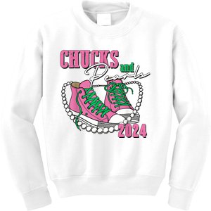 Chucks And Pearls IM With Her Kamala 2024 Kids Sweatshirt