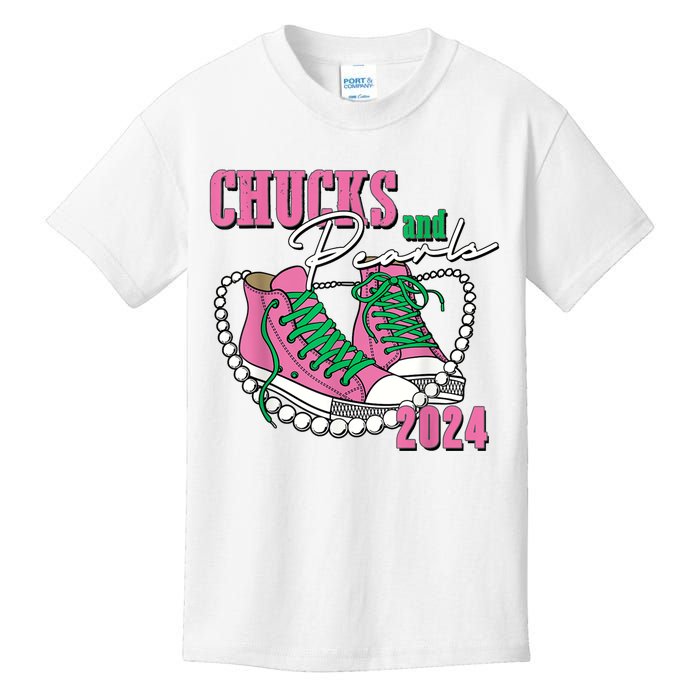 Chucks And Pearls IM With Her Kamala 2024 Kids T-Shirt