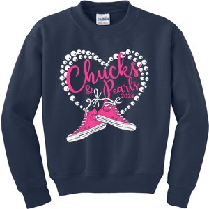 Chucks And Pearls 2024 IM With Her Kamala 2024 Kids Sweatshirt