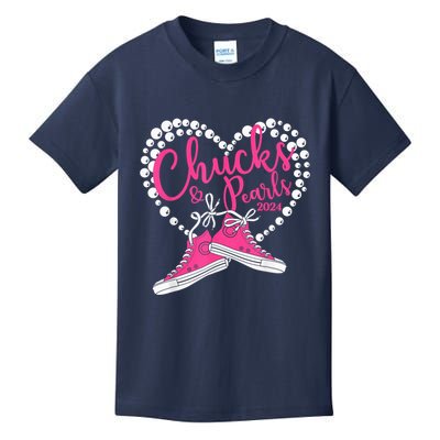 Chucks And Pearls 2024 IM With Her Kamala 2024 Kids T-Shirt