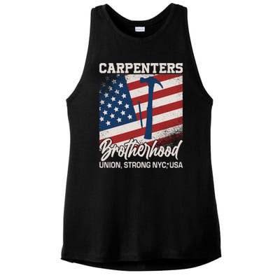 Capenters Brotherhood Union Strong NYC USA Ladies PosiCharge Tri-Blend Wicking Tank