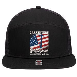 Capenters Brotherhood Union Strong NYC USA 7 Panel Mesh Trucker Snapback Hat