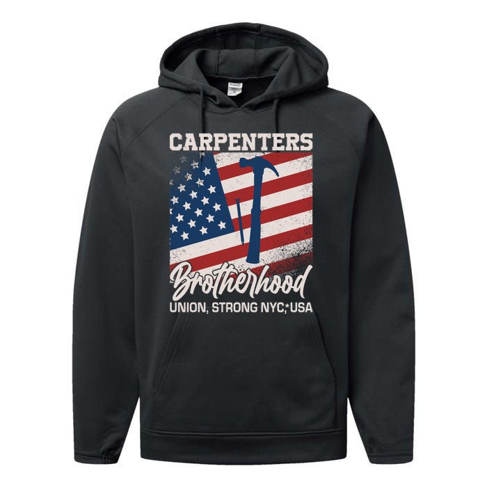 Capenters Brotherhood Union Strong NYC USA Performance Fleece Hoodie