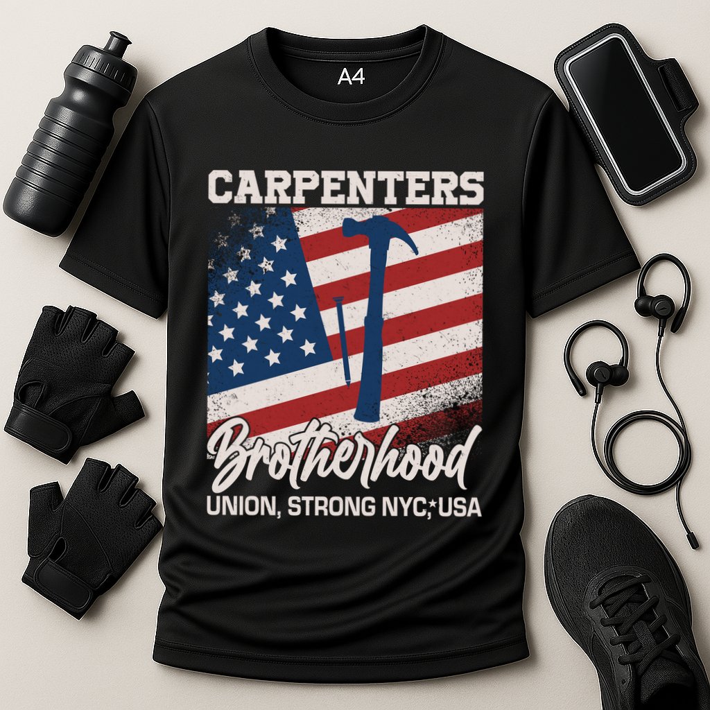 Capenters Brotherhood Union Strong NYC USA Cooling Performance Crew T-Shirt