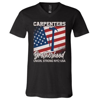 Capenters Brotherhood Union Strong NYC USA V-Neck T-Shirt