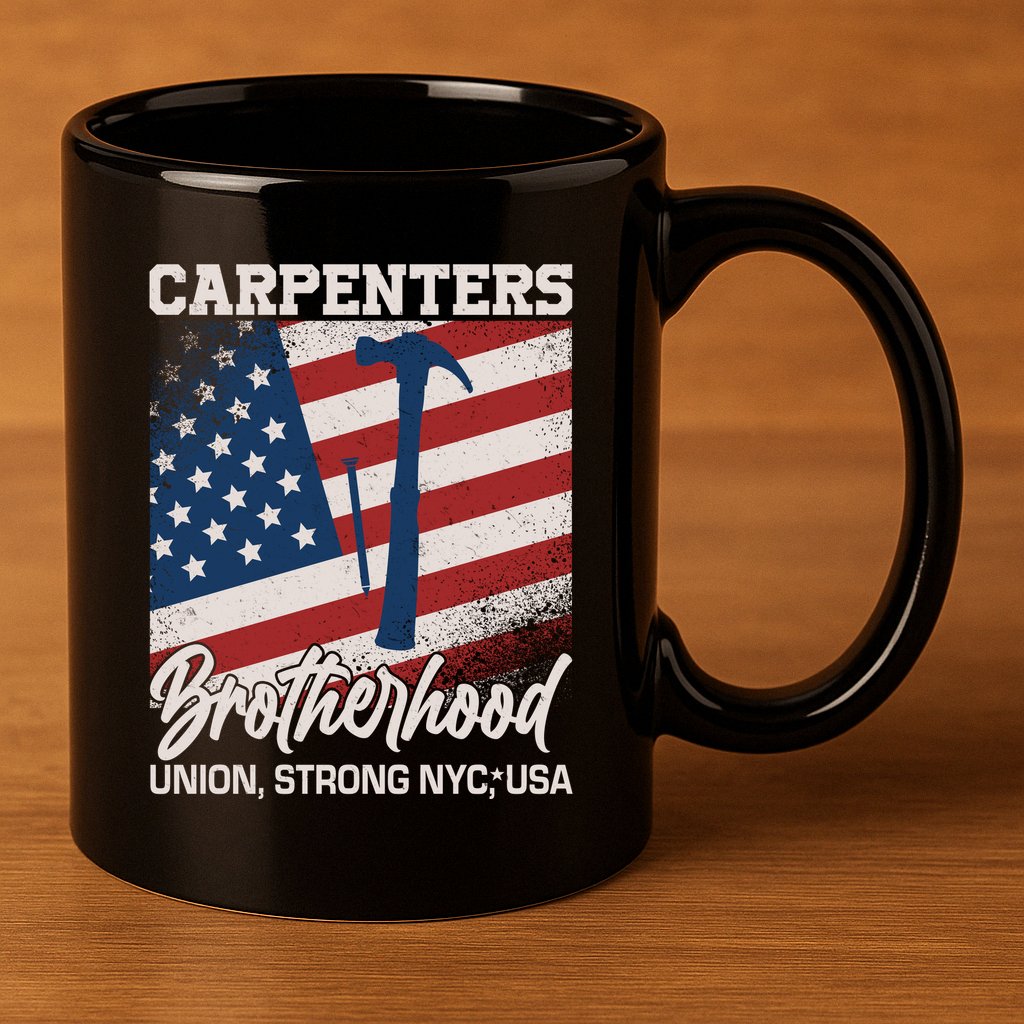 Capenters Brotherhood Union Strong NYC USA 11oz C Handle Ceramic Mug