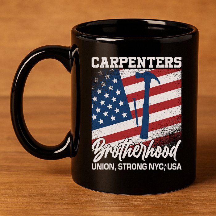 Capenters Brotherhood Union Strong NYC USA 11oz C Handle Ceramic Mug