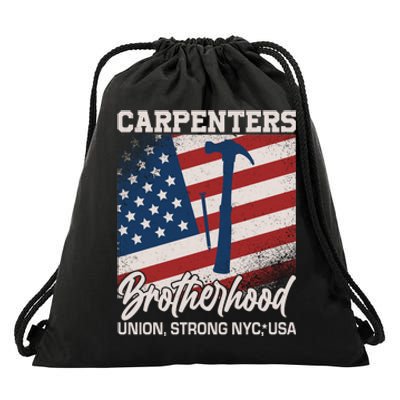 Capenters Brotherhood Union Strong NYC USA Drawstring Bag