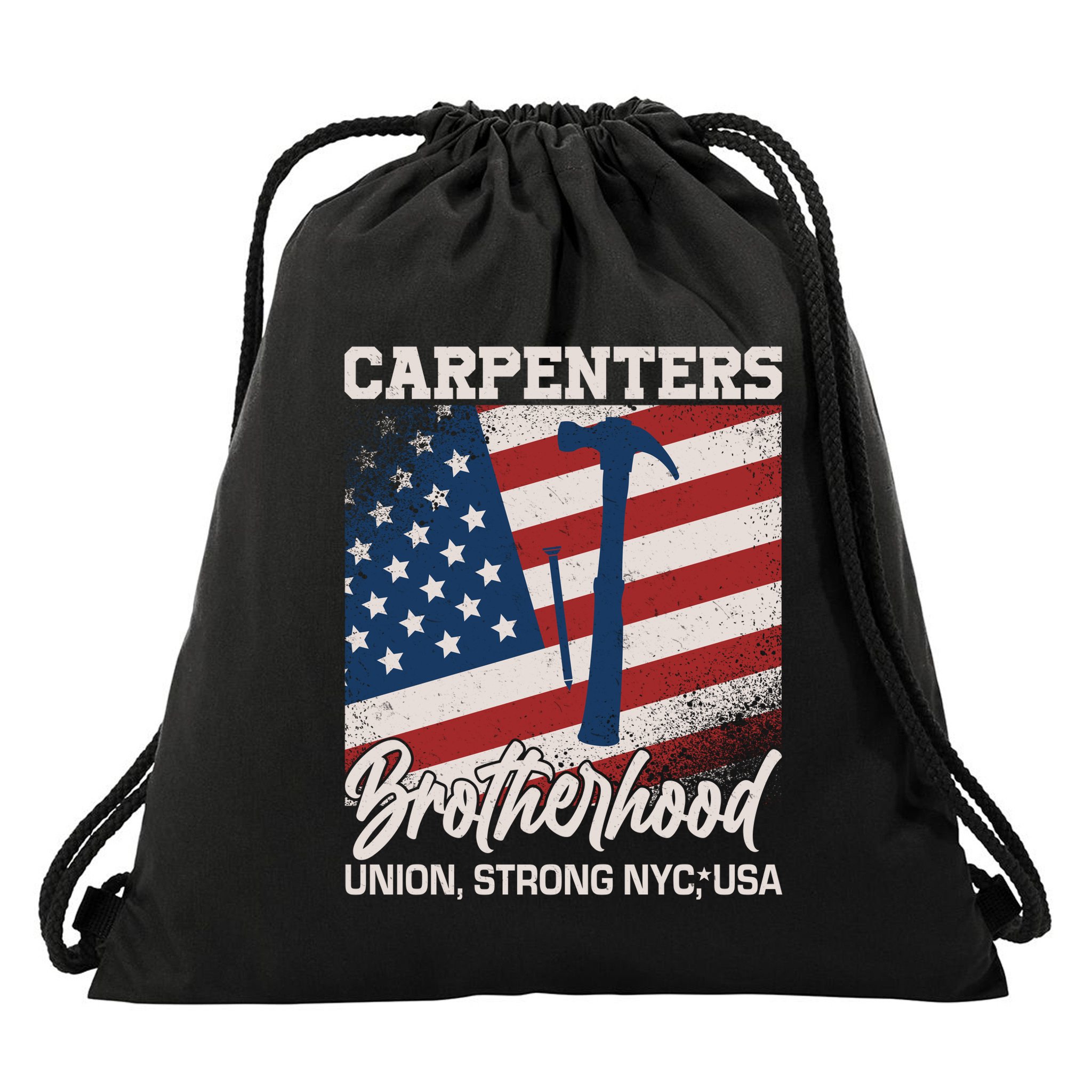 Capenters Brotherhood Union Strong NYC USA Drawstring Bag