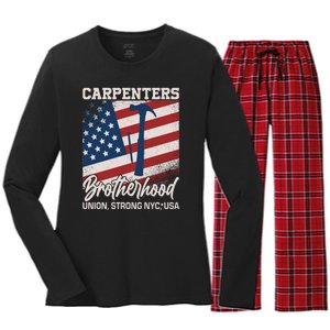 Capenters Brotherhood Union Strong NYC USA Women's Long Sleeve Flannel Pajama Set 