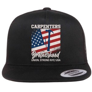 Capenters Brotherhood Union Strong NYC USA Flat Bill Trucker Hat