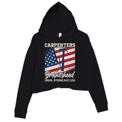 Capenters Brotherhood Union Strong NYC USA Crop Fleece Hoodie