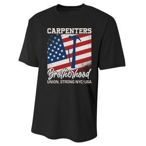 Capenters Brotherhood Union Strong NYC USA Performance Sprint T-Shirt